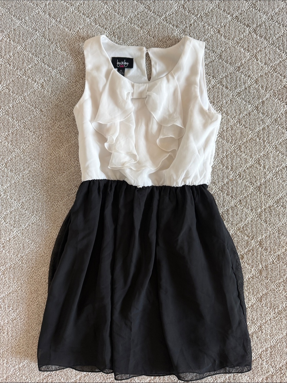 by & by Black and White Ruffle Front Dress for Girls size 10